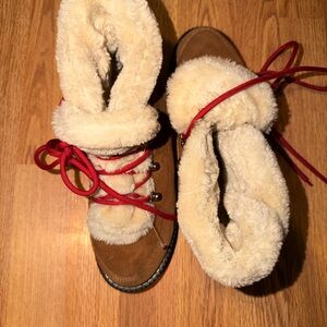 J. Crew Brown and Red Winter Boots